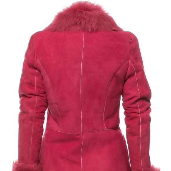 NWT UNGARO FUCHSIA Shearling  Coat, 42 - Picture 3 of 8